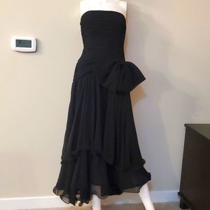 Julie Duroche black strapless gown, 6, great movement in skirt, bow in front